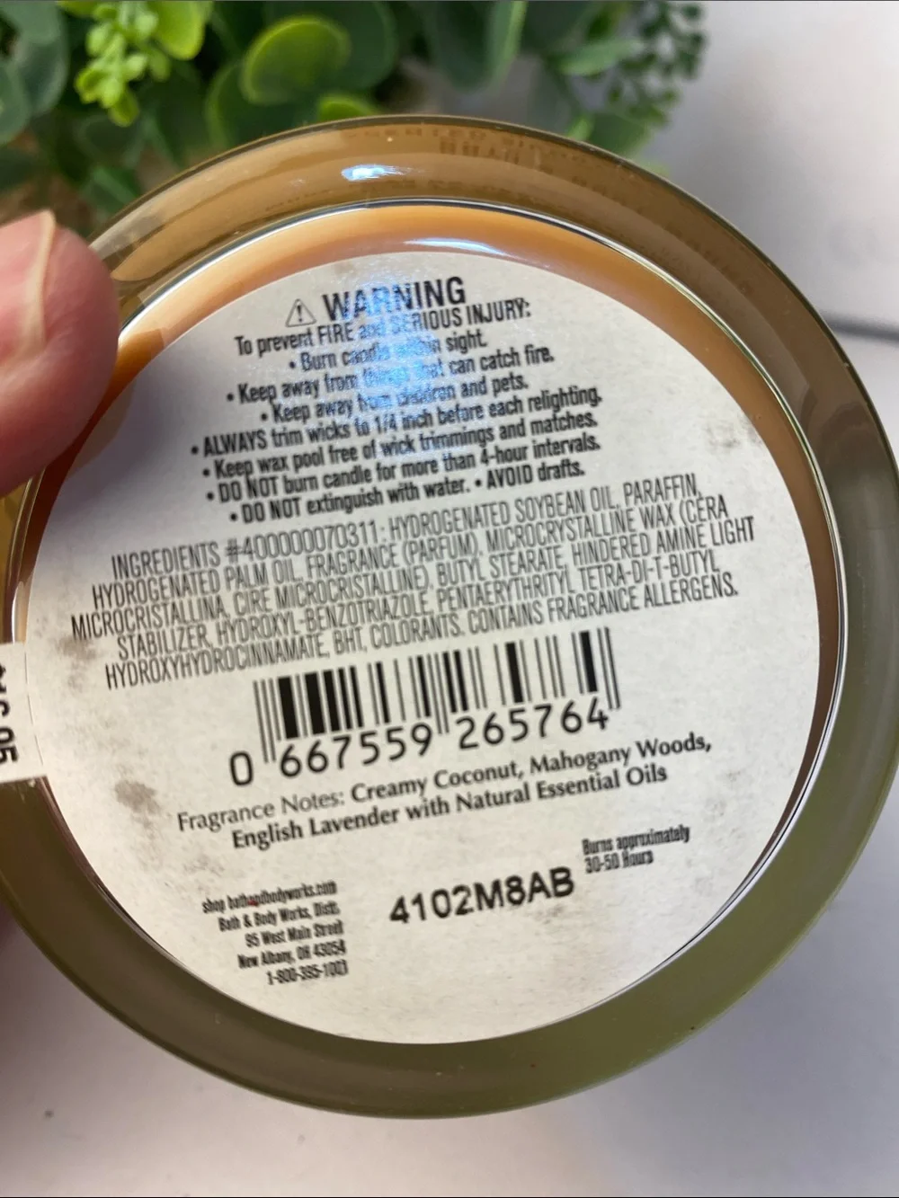 Bath & Body Works “Mahogany Coconut” Single Wick Candle